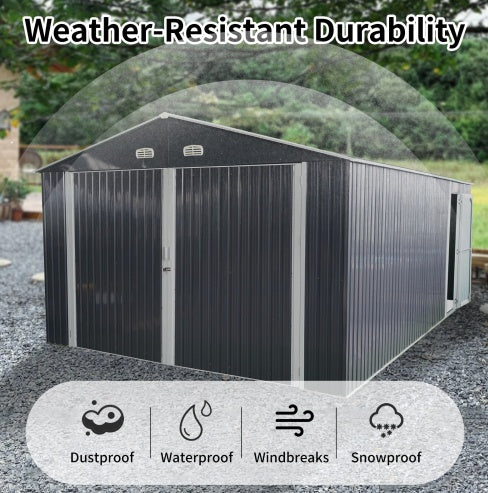 Spacious Outdoor Storage Shed This 13  20FT Outdoor Storage Shed Offers A Generous 250 Square Feet Of Floor Space, Perfect For Storing Trucks, Cars, Large Tools, And Lawn Equipment. With Double Front