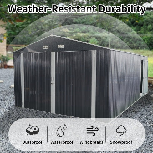 Spacious Outdoor Storage Shed This 13  20FT Outdoor Storage Shed Offers A Generous 250 Square Feet Of Floor Space, Perfect For Storing Trucks, Cars, Large Tools, And Lawn Equipment. With Double Front