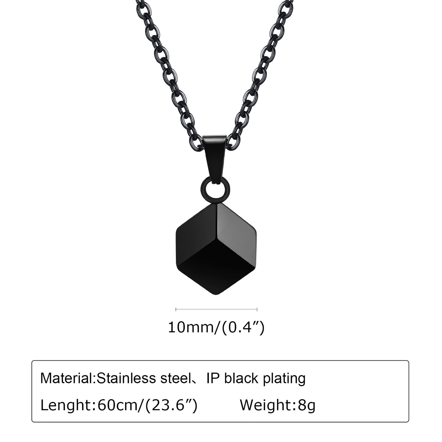 Stainless Steel Square Urn Pendant Necklace