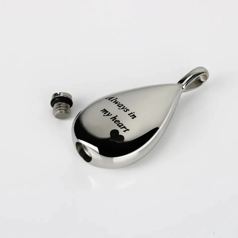 2Piece Cremation Urn Necklaces Teardrop Cremation Jewelry Memorial Locket Stainless Steel Keepsake Waterproof Pendant