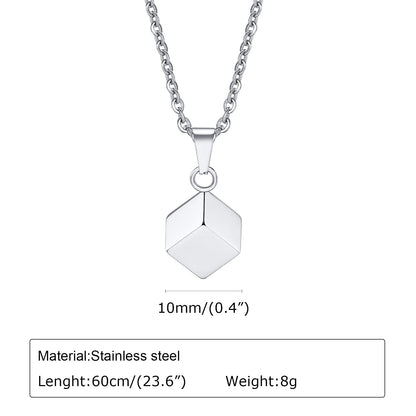 Stainless Steel Square Urn Pendant Necklace