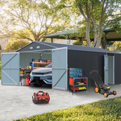 Spacious Outdoor Storage Shed This 13  20FT Outdoor Storage Shed Offers A Generous 250 Square Feet Of Floor Space, Perfect For Storing Trucks, Cars, Large Tools, And Lawn Equipment. With Double Front