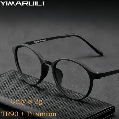 YIMARUILI Ultra-light Retro Round Titanium Alloy Eyeglasses Frame Men and Women Flexible TR90 Optical Prescription Glasses 3050