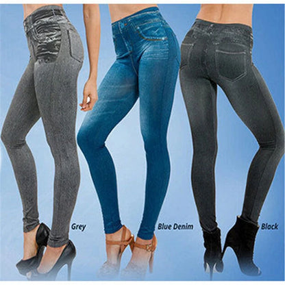 Calças femininas sexy de imitação de jeans astic, stretch, cintura alta, fitness, fina, push up, calções, verão, 2023