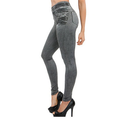 Calças femininas sexy de imitação de jeans astic, stretch, cintura alta, fitness, fina, push up, calções, verão, 2023