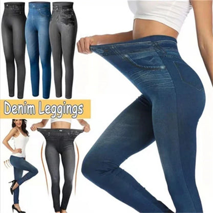 Calças femininas sexy de imitação de jeans astic, stretch, cintura alta, fitness, fina, push up, calções, verão, 2023