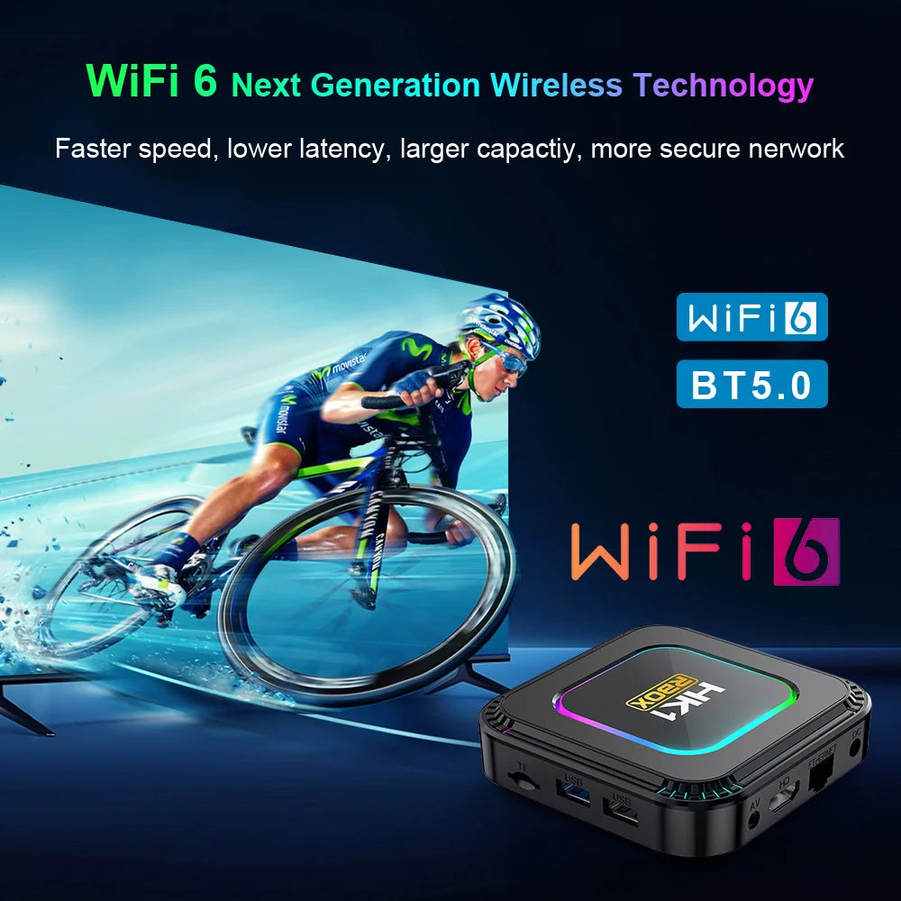 HK1 RBOX K8 Android 13 Smart TV BOX RK3528 4G 32G 64G 128G 2.4/5G Dual Wifi WIFI6 4K 3D BT TVBOX Google Media Player