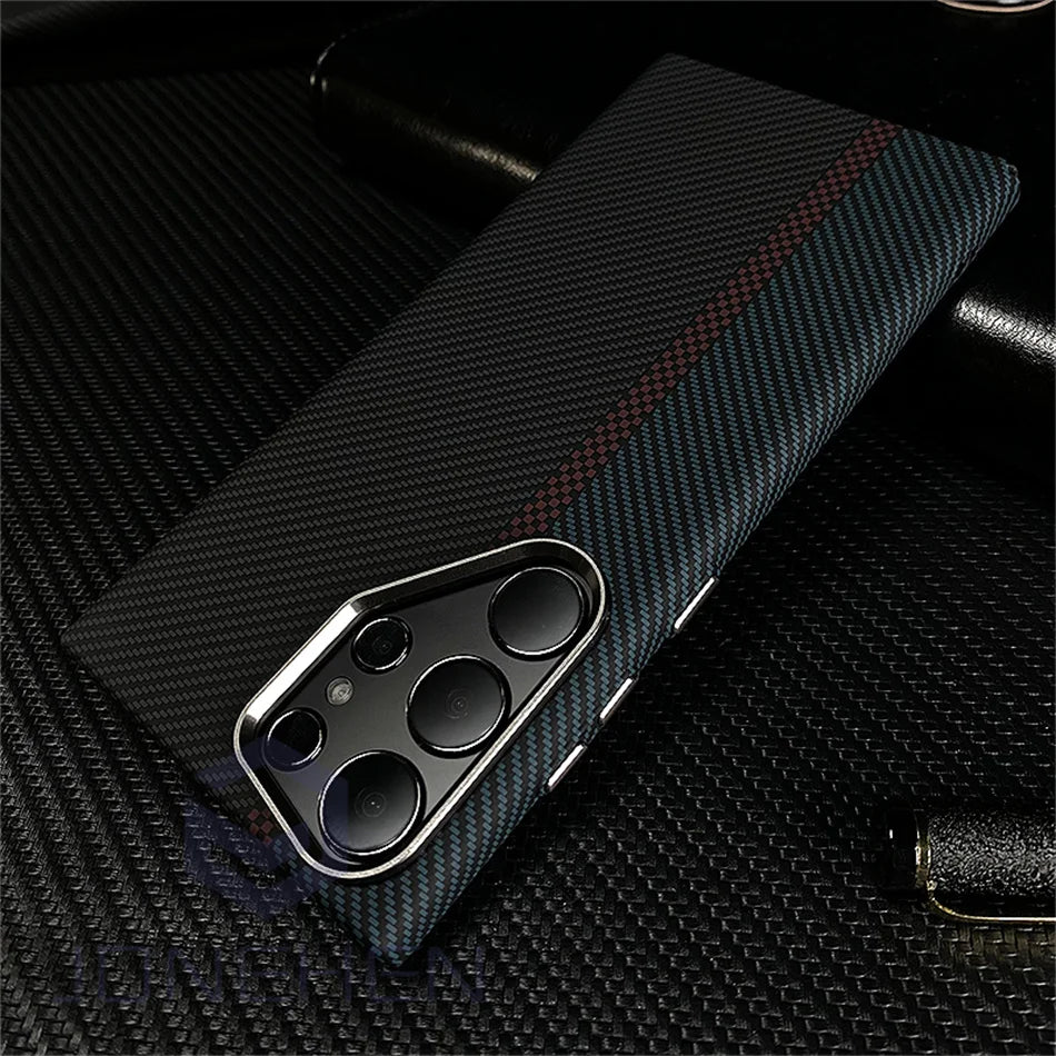 Mganetic Cloud Patterned Slim Case For Samsung Galaxy S24 Ultra S23 Plus Luxury Matte Karbon Hard Cover For Magsafe Metal Lens