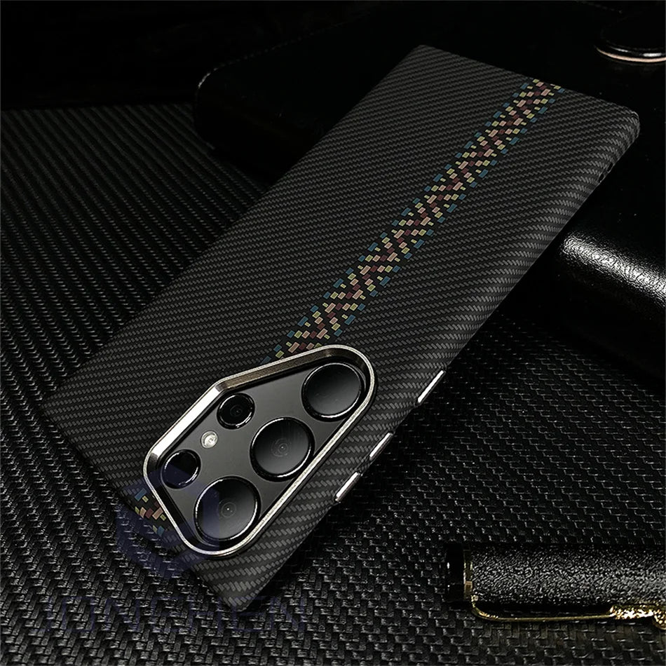 Mganetic Cloud Patterned Slim Case For Samsung Galaxy S24 Ultra S23 Plus Luxury Matte Karbon Hard Cover For Magsafe Metal Lens