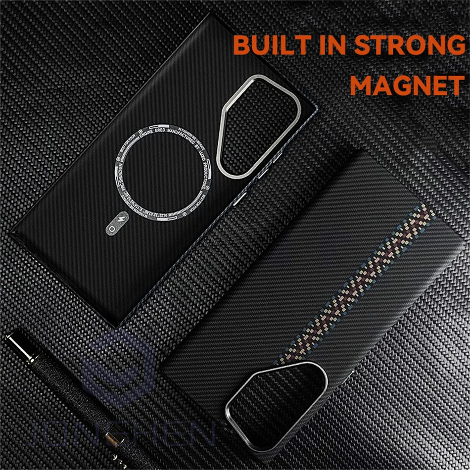 Mganetic Cloud Patterned Slim Case For Samsung Galaxy S24 Ultra S23 Plus Luxury Matte Karbon Hard Cover For Magsafe Metal Lens