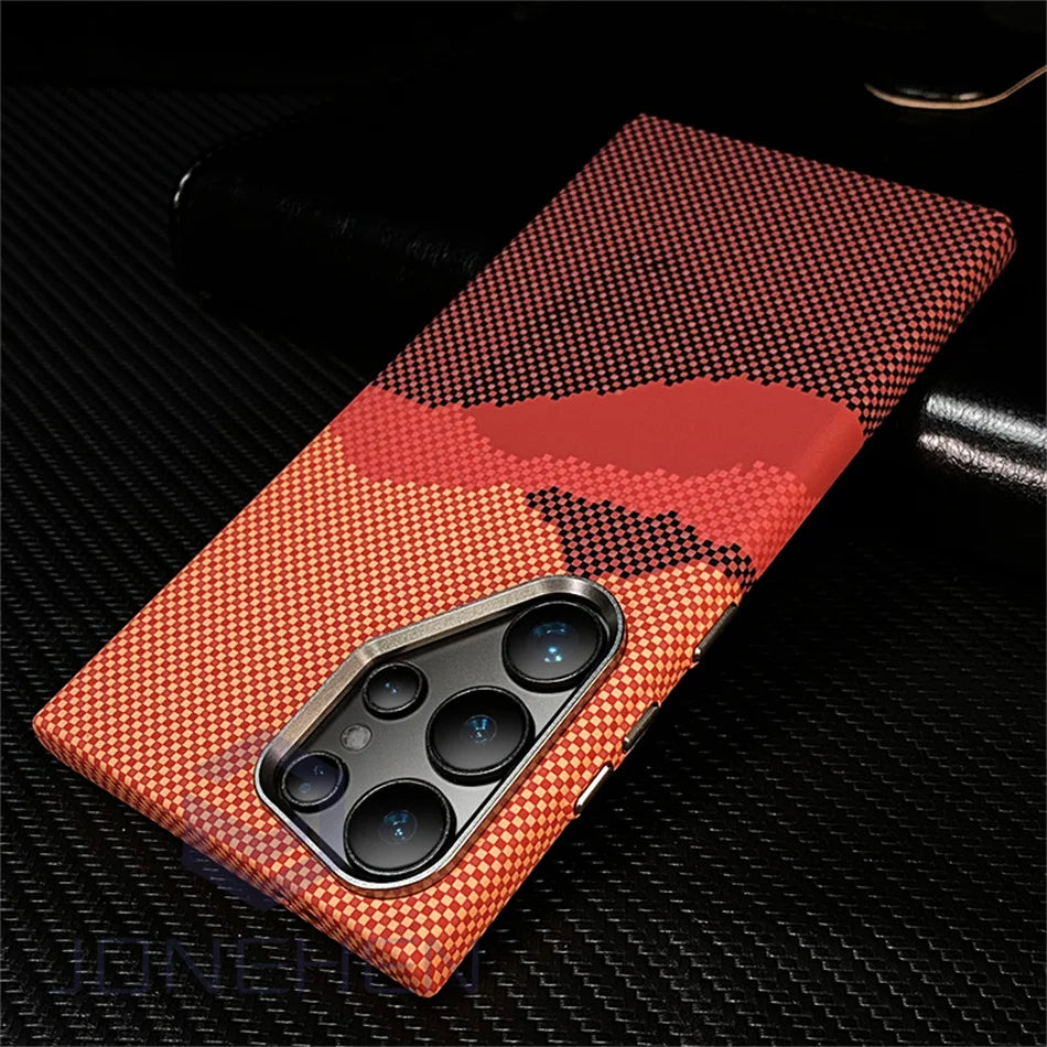 Mganetic Cloud Patterned Slim Case For Samsung Galaxy S24 Ultra S23 Plus Luxury Matte Karbon Hard Cover For Magsafe Metal Lens