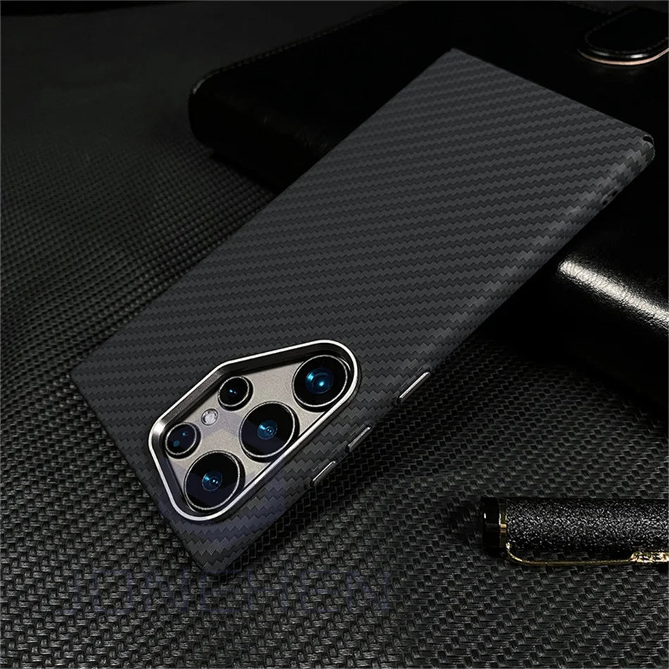 Mganetic Cloud Patterned Slim Case For Samsung Galaxy S24 Ultra S23 Plus Luxury Matte Karbon Hard Cover For Magsafe Metal Lens