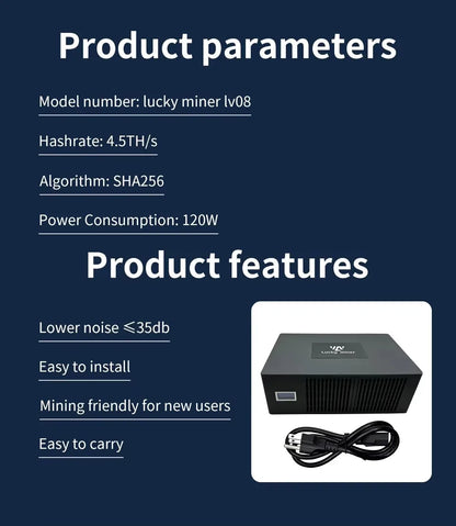 Bitcoin Lucky Miner LV08 4TH/S 26W SHA256 Algorithm Crypto Solo Asic Cryptocurrency Miner