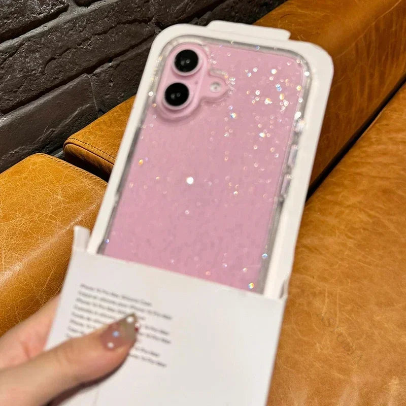 New Fashion Bling Glitter Shockproof Phone Case For iPhone 16 15 14 Plus 16 13 12 11 Pro Max Transparent Soft TPU Cover funda