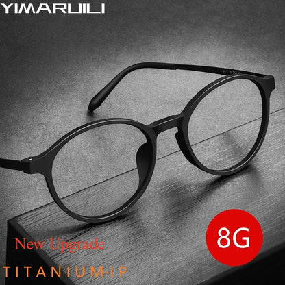 YIMARUILI Ultra-light Retro Round Titanium Alloy Eyeglasses Frame Men and Women Flexible TR90 Optical Prescription Glasses 3050