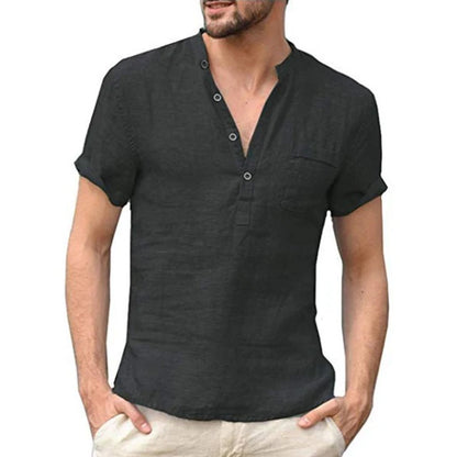 Summer New Men's Short-Sleeved T-shirt Cotton and Linen Led Casual Men's T-shirt Shirt Male  Breathable S-3XL