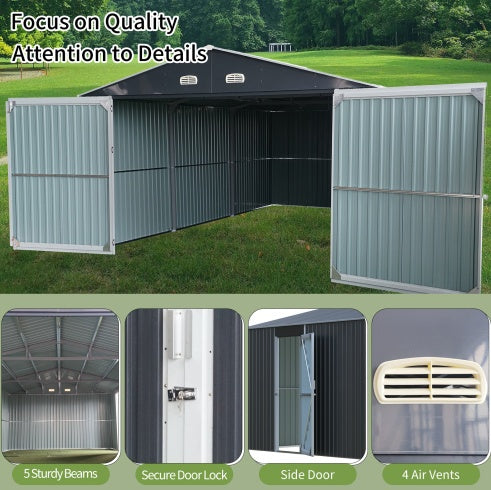 Spacious Outdoor Storage Shed This 13  20FT Outdoor Storage Shed Offers A Generous 250 Square Feet Of Floor Space, Perfect For Storing Trucks, Cars, Large Tools, And Lawn Equipment. With Double Front