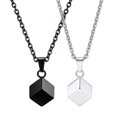 Stainless Steel Square Urn Pendant Necklace