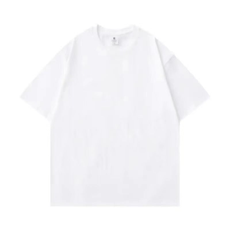 Plus Size Cotton Men's Blank T-Shirt White Oversized Retro Solid Color T-Shirt Large Size Men's Women's Fashion Short Sleeve Men's T-Shirt